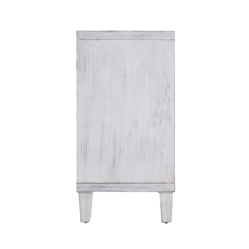 Bahut en bois moderne blanc lavé de 60 pouces à 4 portes avec rangement d'appoint