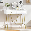 Bureau d'angle moderne avec 2 tiroirs et pieds dorés