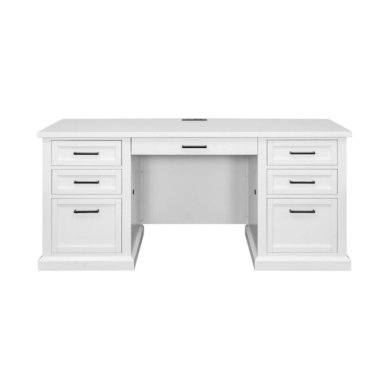 Hutch moderne en bois avec portes et rangement de bureau, crédence de bureau blanche avec portes Shaker et panneaux à rainures et languettes