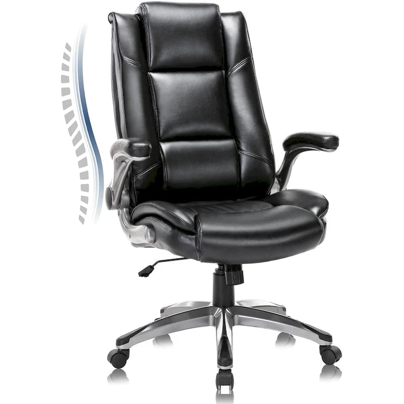 Chaise de bureau de direction en cuir reconstitué à dossier haut avec accoudoirs relevables