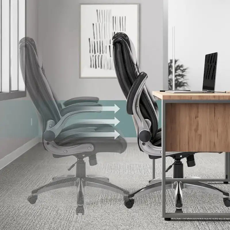 Chaise de bureau de direction en cuir reconstitué à dossier haut avec accoudoirs relevables