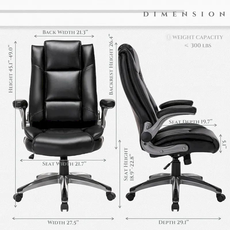 Chaise de bureau de direction en cuir reconstitué à dossier haut avec accoudoirs relevables