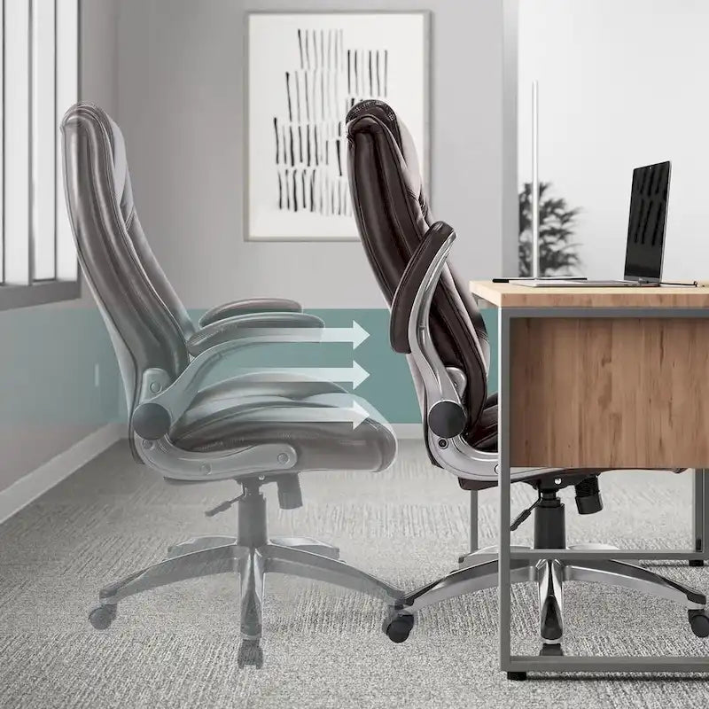 Chaise de bureau de direction en cuir reconstitué à dossier haut avec accoudoirs relevables