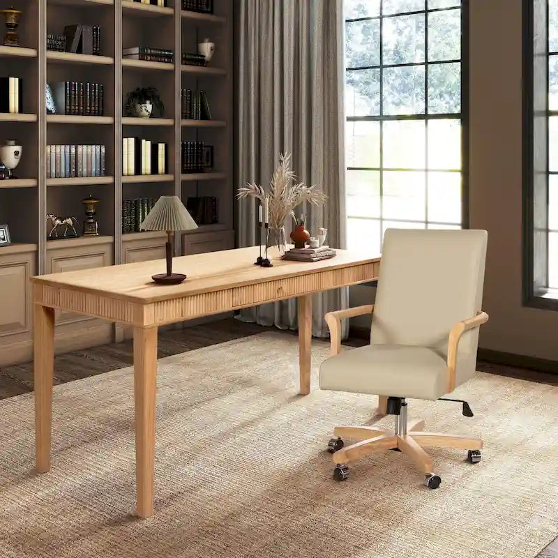 Chaise de bureau pivotante en cuir pleine fleur Modern Farmhouse
