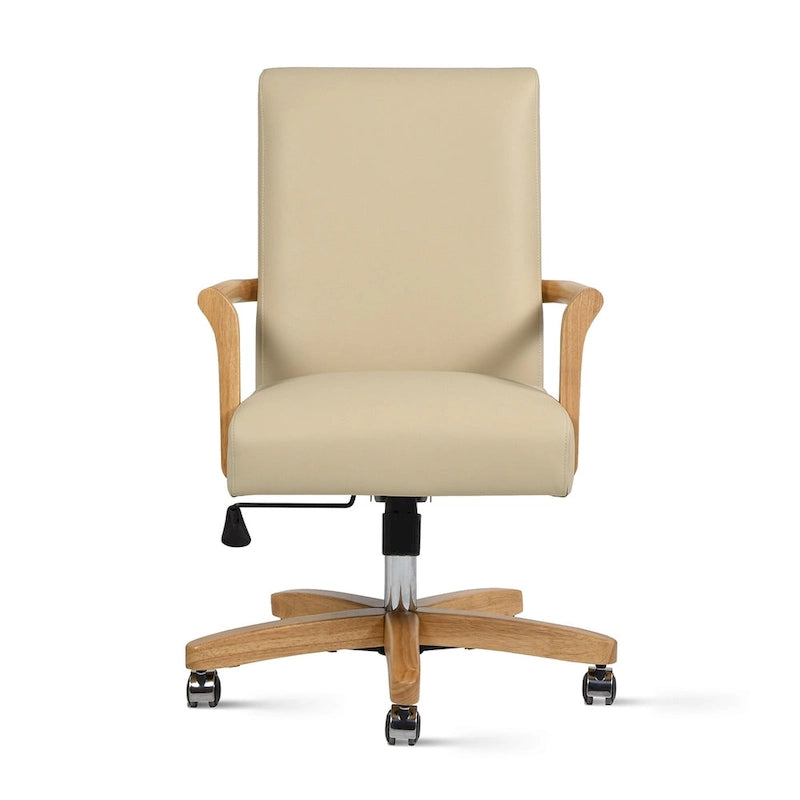 Chaise de bureau pivotante en cuir pleine fleur Modern Farmhouse