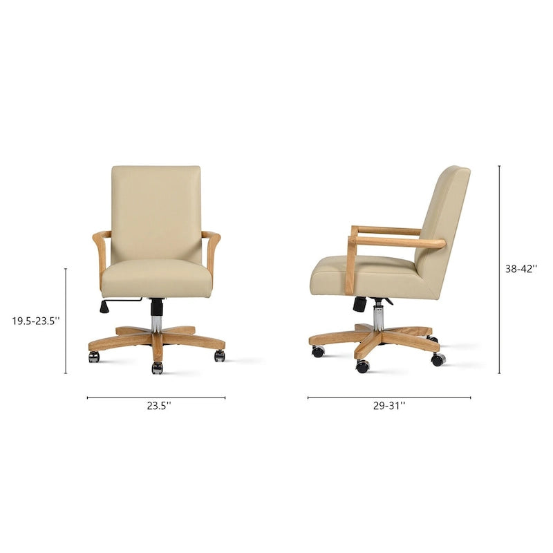 Chaise de bureau pivotante en cuir pleine fleur Modern Farmhouse