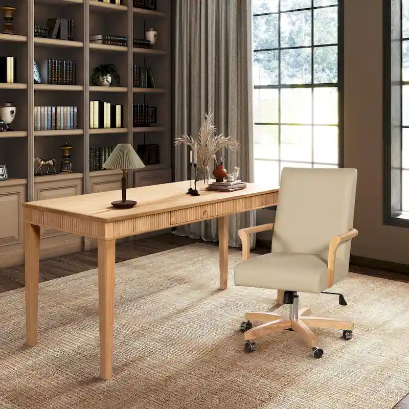 Chaise de bureau pivotante en cuir pleine fleur Modern Farmhouse