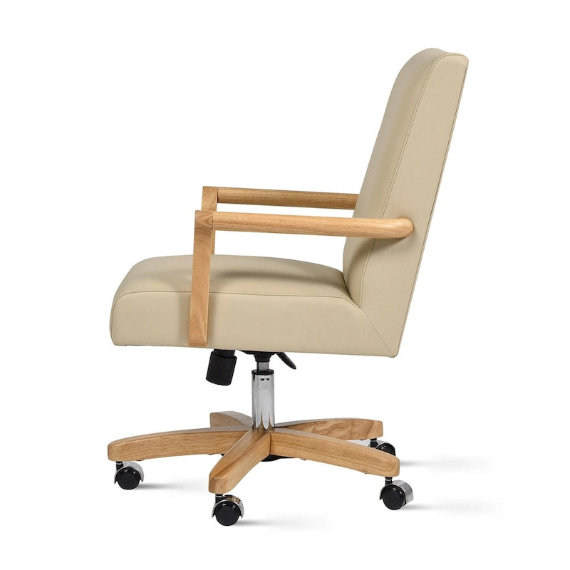 Chaise de bureau pivotante en cuir pleine fleur Modern Farmhouse