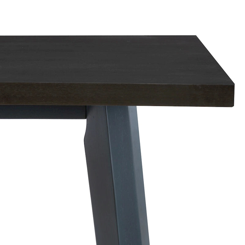 Table à manger hauteur comptoir en bois gris-bleu avec cadre en acacia