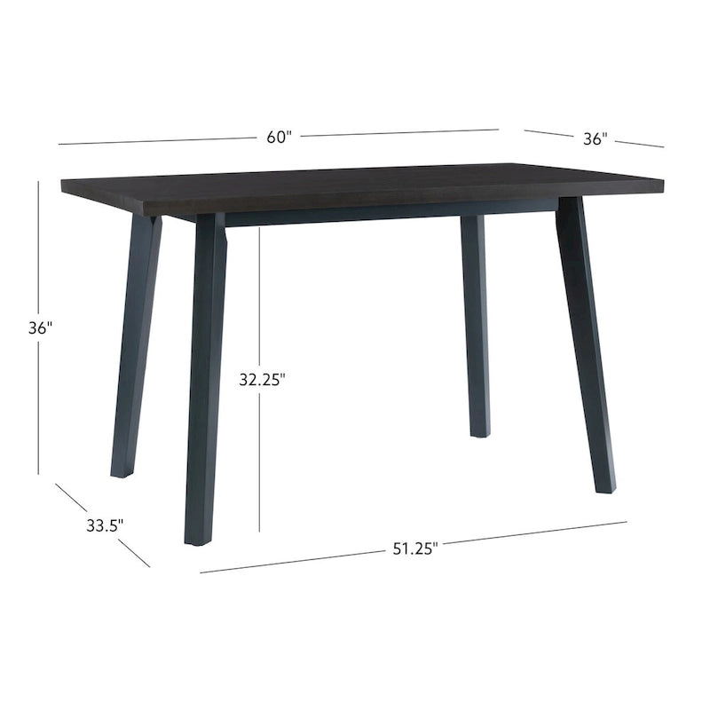 Table à manger hauteur comptoir en bois gris-bleu avec cadre en acacia