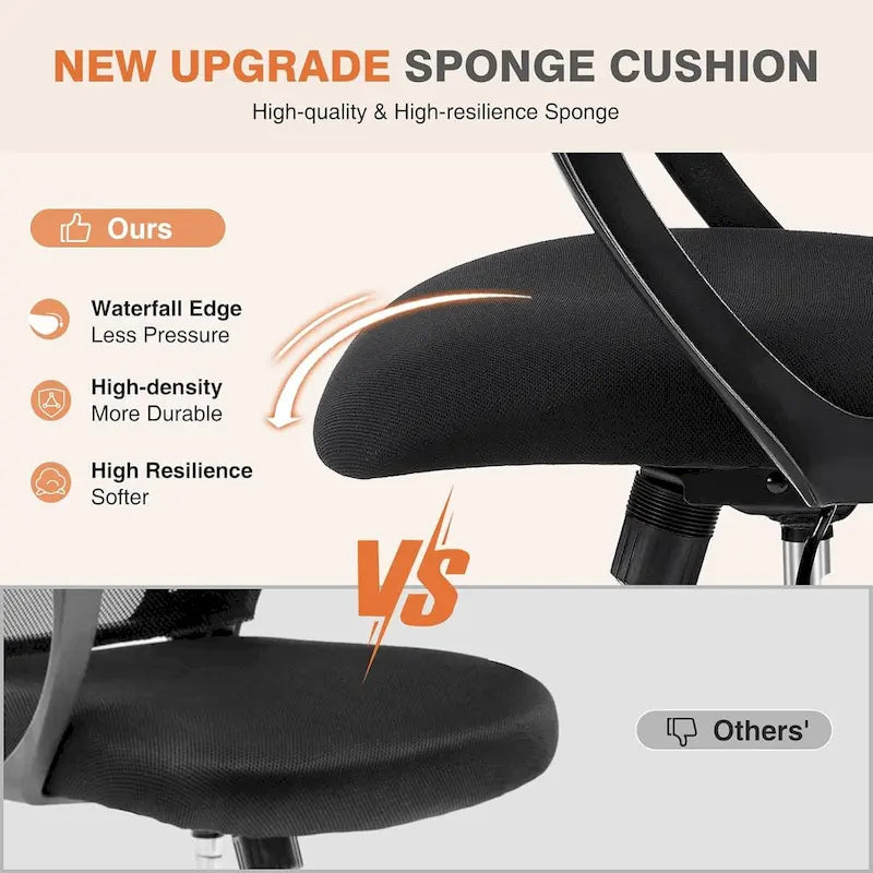 Chaise de bureau ergonomique à dossier haut en maille avec appui-tête et support lombaire réglables