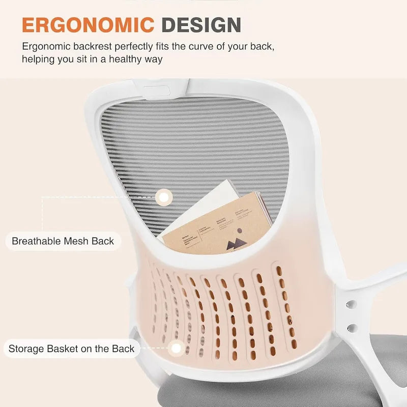 Chaise de bureau ergonomique à dossier haut en maille avec appui-tête et support lombaire réglables