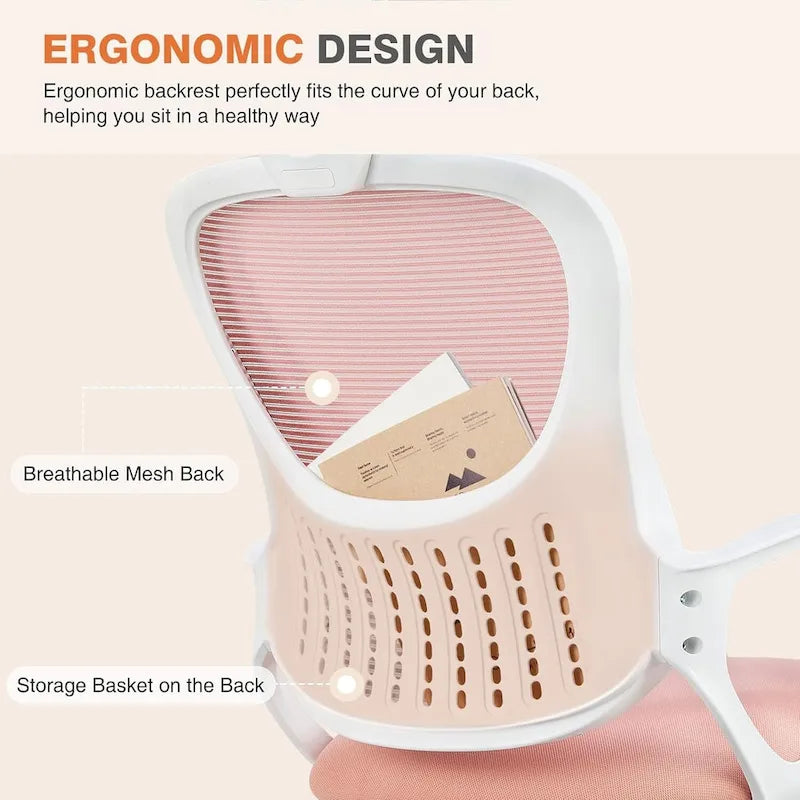 Chaise de bureau ergonomique à dossier haut en maille avec appui-tête et support lombaire réglables