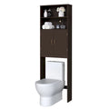 Étagère de salle de bain 2 niveaux à placer au-dessus des toilettes avec double porte