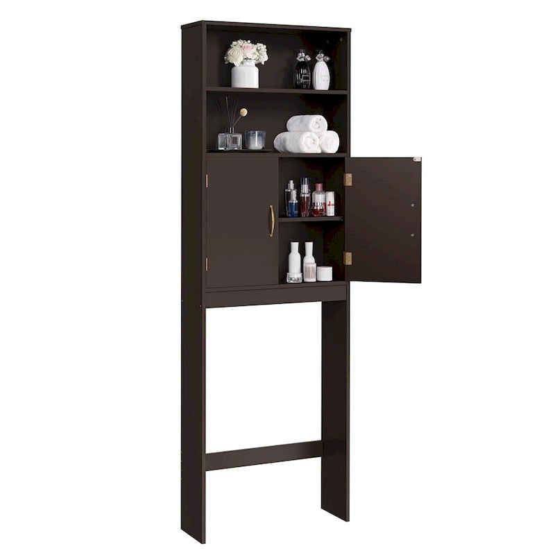 Étagère de salle de bain 2 niveaux à placer au-dessus des toilettes avec double porte