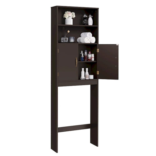 Étagère de salle de bain 2 niveaux à placer au-dessus des toilettes avec double porte
