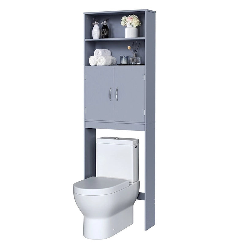 Étagère de salle de bain 2 niveaux à placer au-dessus des toilettes avec double porte