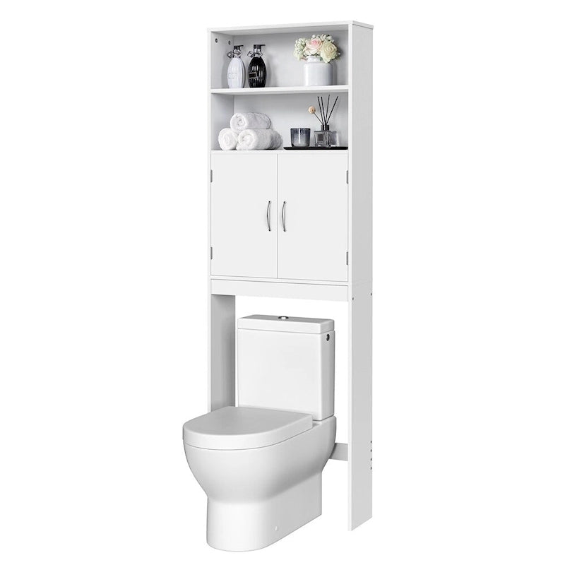 Étagère de salle de bain 2 niveaux à placer au-dessus des toilettes avec double porte