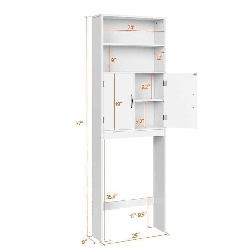 Étagère de salle de bain 2 niveaux à placer au-dessus des toilettes avec double porte
