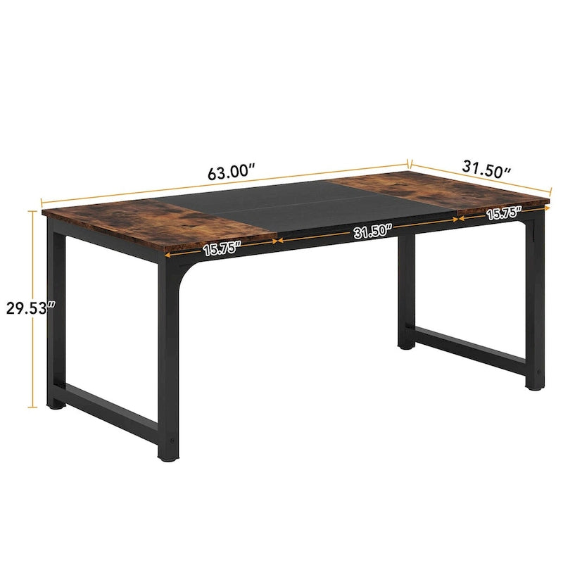 Table à manger industrielle de 63 po pour 4 à 6 personnes, table de cuisine pour salle à manger
