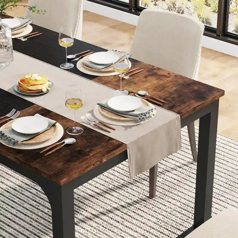 Table à manger industrielle de 63 po pour 4 à 6 personnes, table de cuisine pour salle à manger